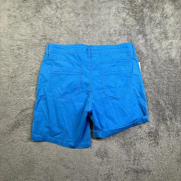 DKNY Jeans Womens Roll Up Shorts NEW 8 Blue Bermuda 32" Waist Stretch Cotton - Picture 2 of 8